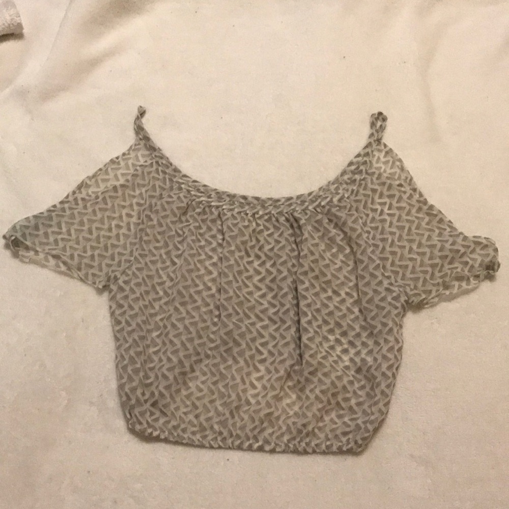 KACEY Gray Sheer Top